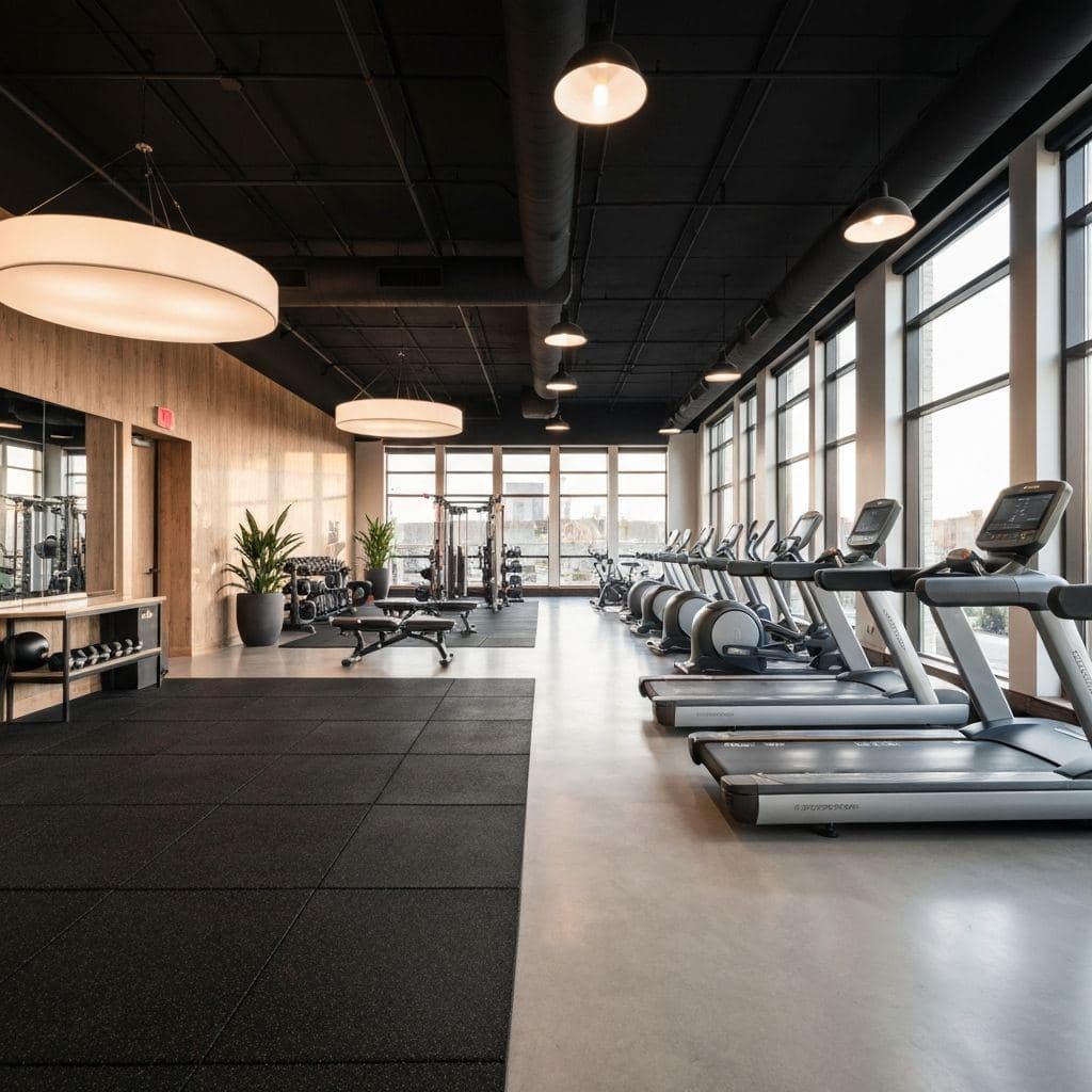Cardio deck with machines facing the floor