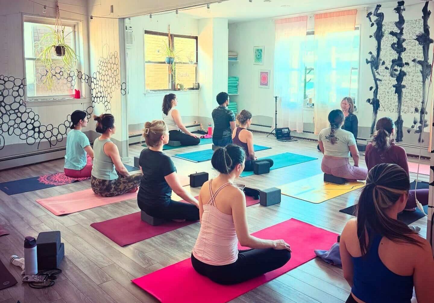 Yoga class in the studio